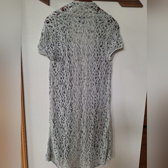 Eileen Fisher Women Rustic Luster Open Crochet Linen Blend Cardigan Small - Picture 6 of 6